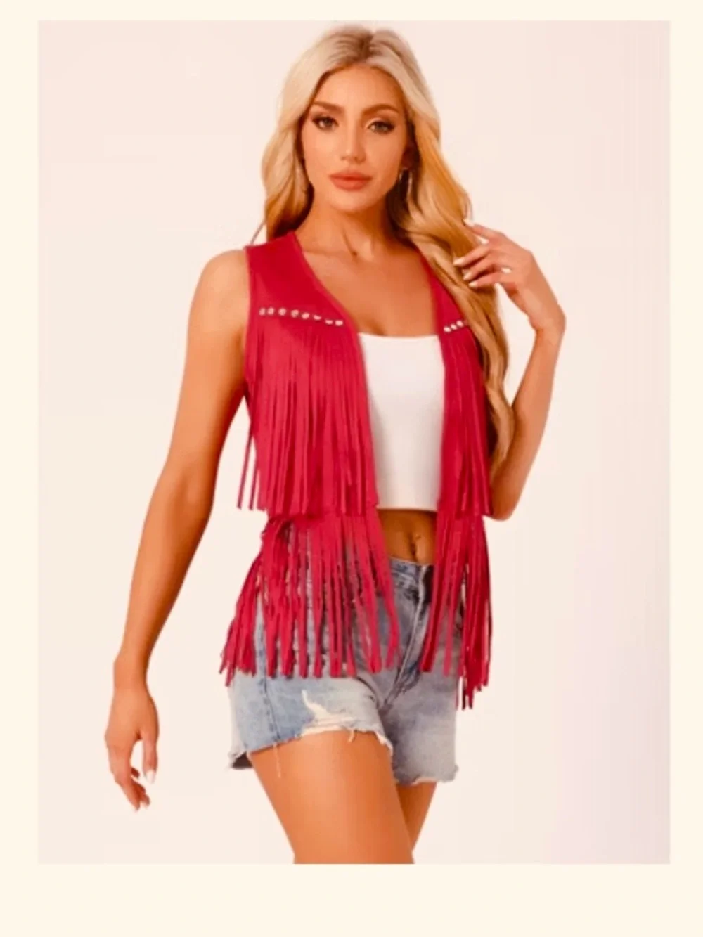 Fringe Sleeveless Open Vest - Picture 3 of 7